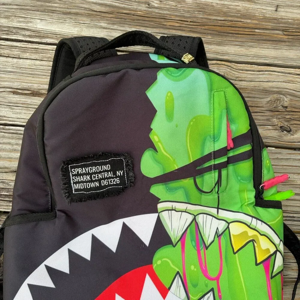 Sprayground Zombie Ooze Shark Central Backpack Black Green